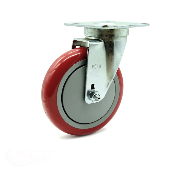 Service Caster Universal Kitchen Caster - 5" Red Poly Wheel - Swivel SCC-20S514-PPUB-RED-TPU1 - main